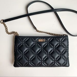 Kate Spade Presley Astor court black pleather WOC crossbody bag